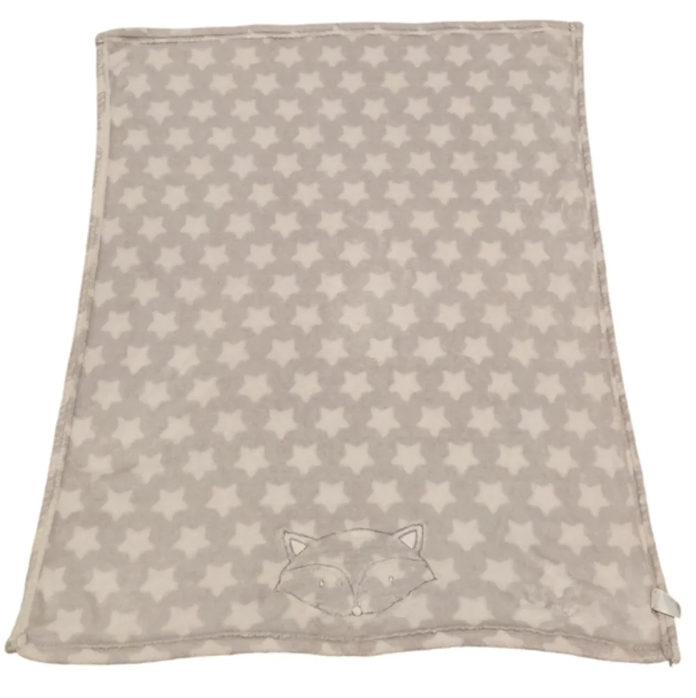 Baby Gear Cute and Super‎ Soft Gray Raccoon & White Stars Minky Baby Blanket